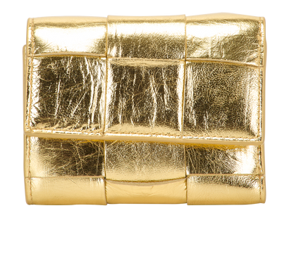 Bottega Veneta Cassette Tri-Fold Wallet, &pound;220, Accessories, Gold, Leather, Front view